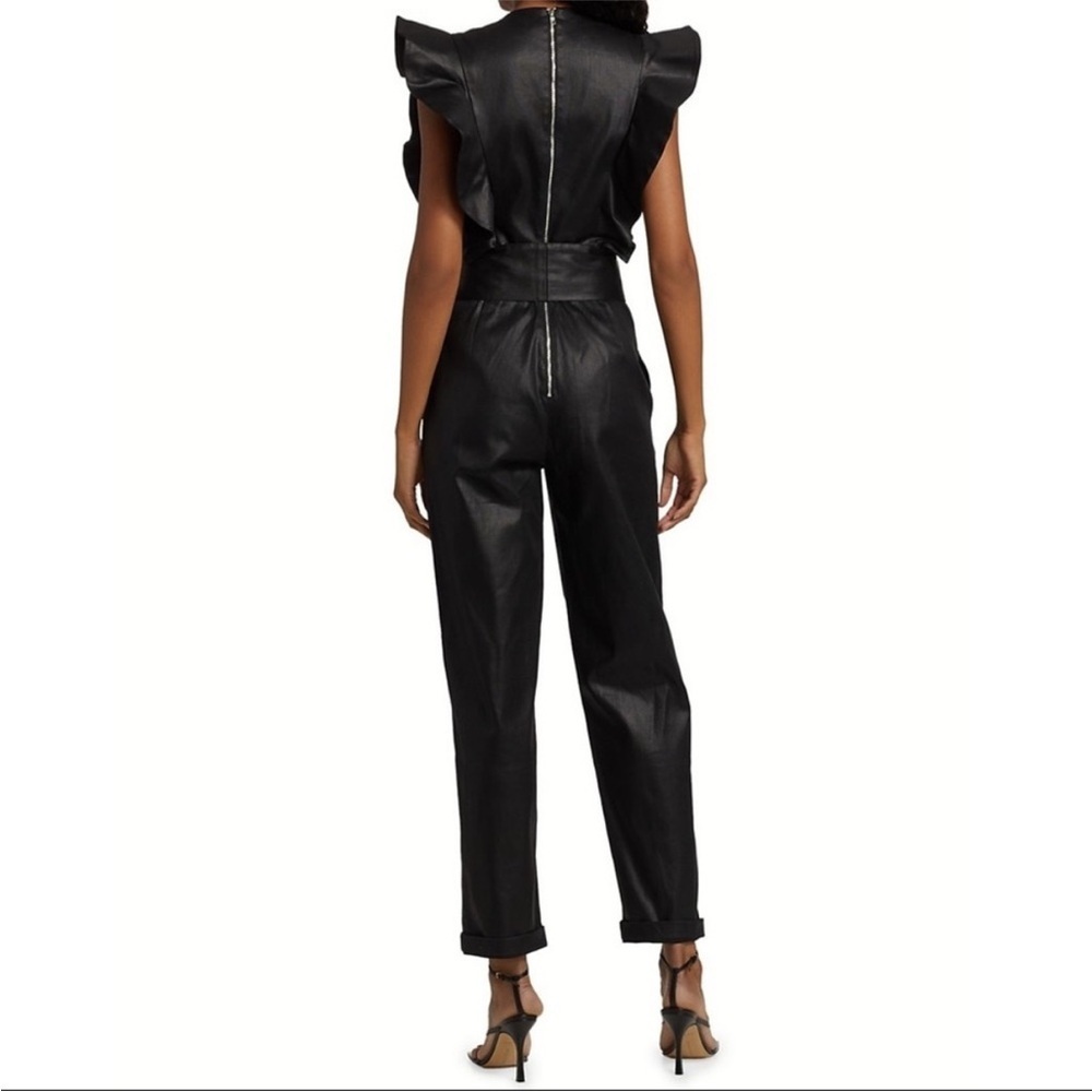 Stunning 7 For All Mankind Coated Denim Ruffle Jumpsuit NWT - Picture 4 of 8